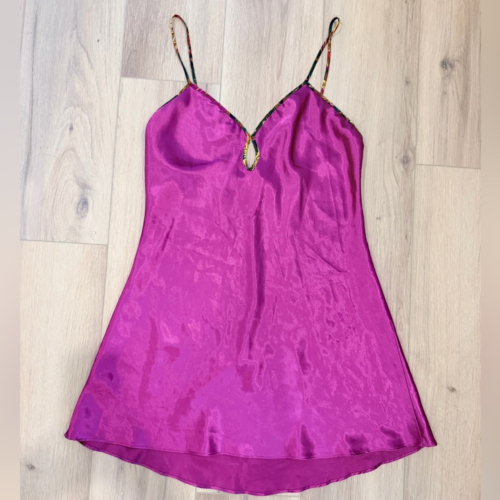 Vintage Val Mode Vibrant Fuchsia Satin Slip Dress